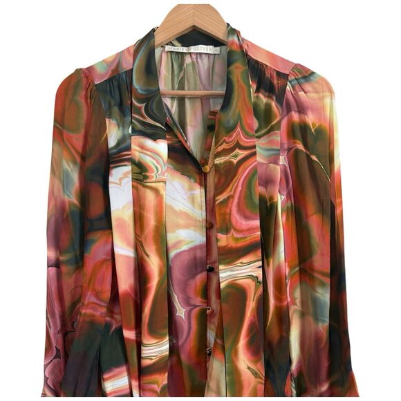 MARIE OLIVER Wynter Blouse In Malachite In Gold Size XS - Picture 4 of 12